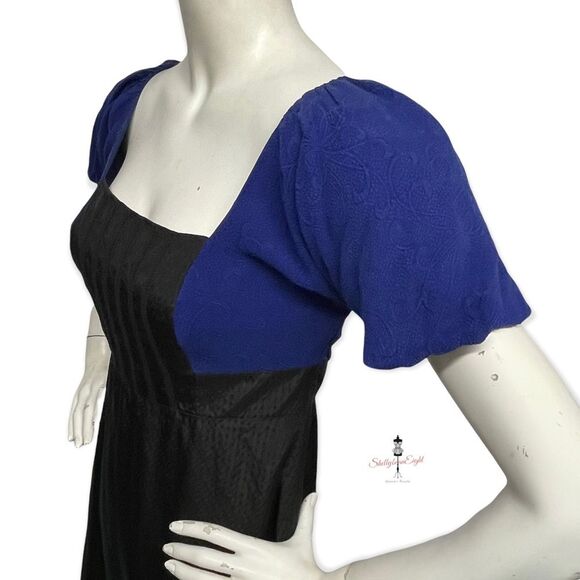 ANTHROPOLOGIE Moulinette Soeurs Bolero Silk Dress Pouf Slv Retro Fit Flare 2 XS - Picture 2 of 14